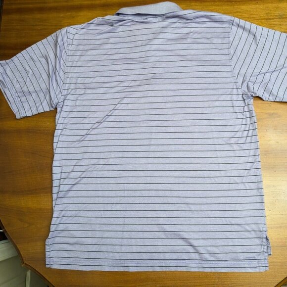 Peter Millar Men's Large Purple Striped Golf Polo Isleworth GC Course Logo Shirt - Picture 3 of 16